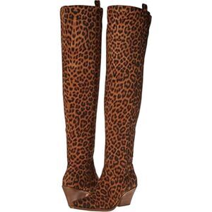 Jessica Simpson Zeana Leopard Print Suede Knee-High Boots